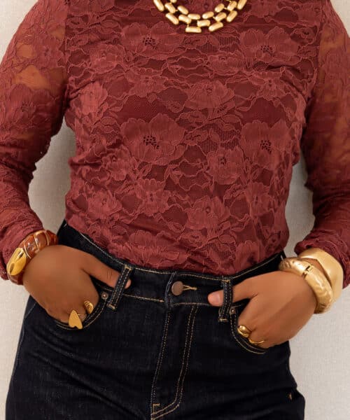 Alternative view of Lofty Manner Top Irea Lace Brick Red