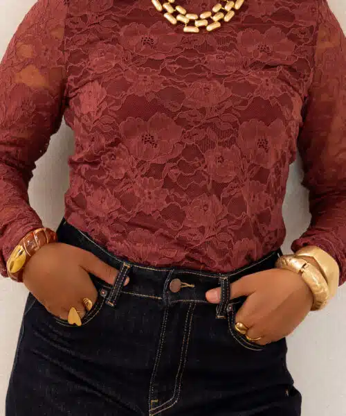 Lofty Manner Top Irea Lace Brick Red - Afbeelding 2
