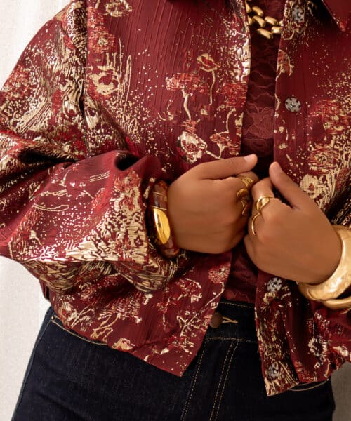 Lofty Manner Jacket Inea Balloon Jacquard Brick Red - Afbeelding 5