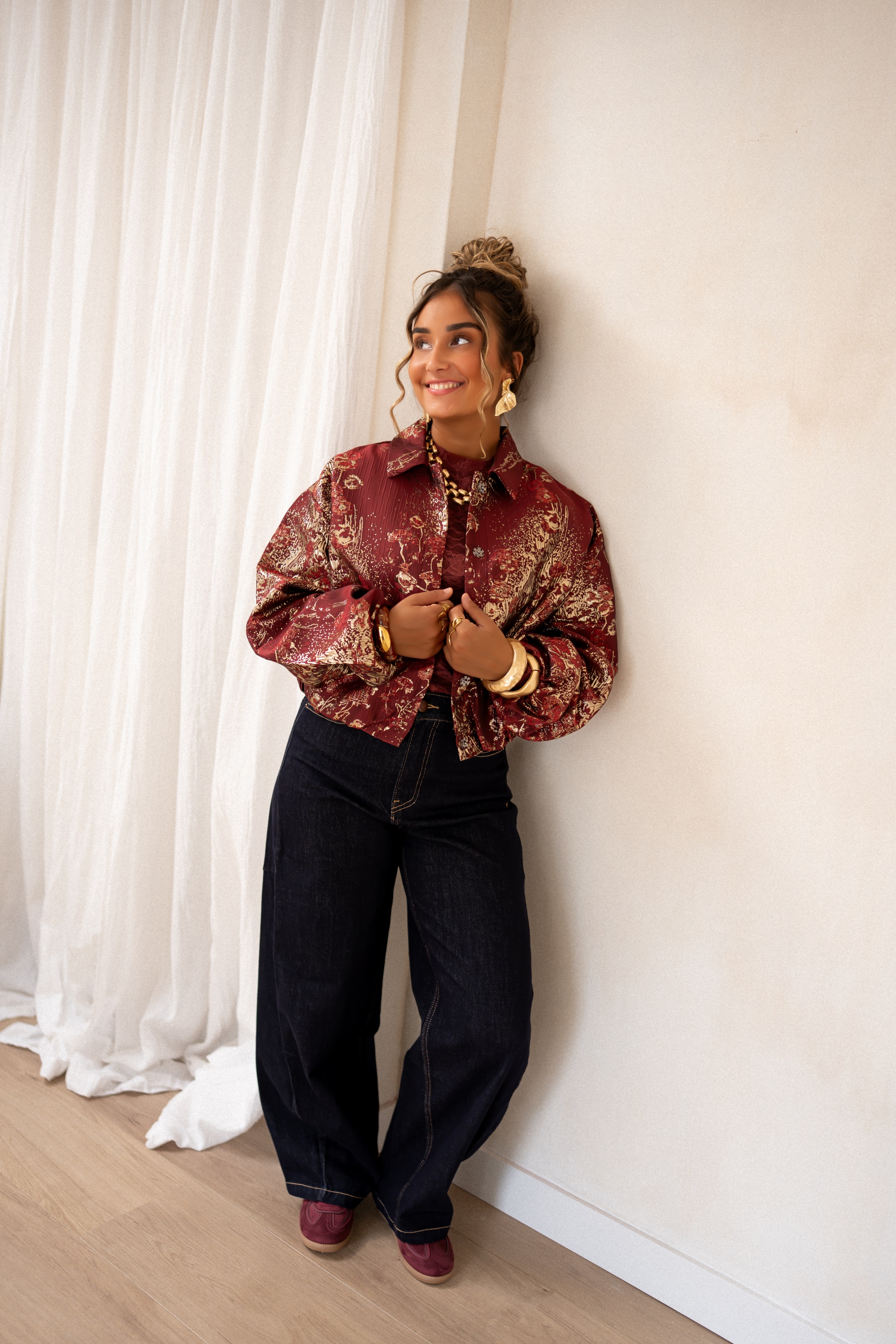 Lofty Manner Jacket Inea Balloon Jacquard Brick Red - Afbeelding 6