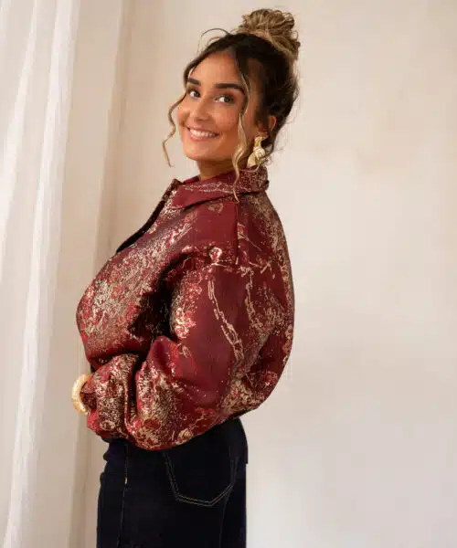 Lofty Manner Jacket Inea Balloon Jacquard Brick Red - Afbeelding 3