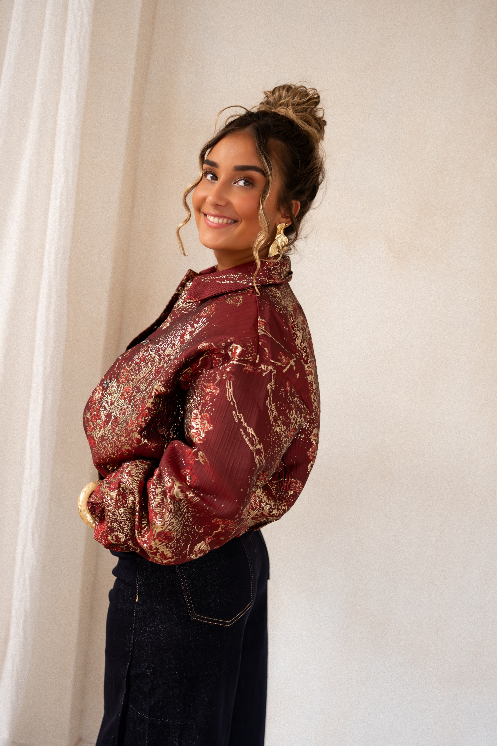 Lofty Manner Jacket Inea Balloon Jacquard Brick Red - Afbeelding 3