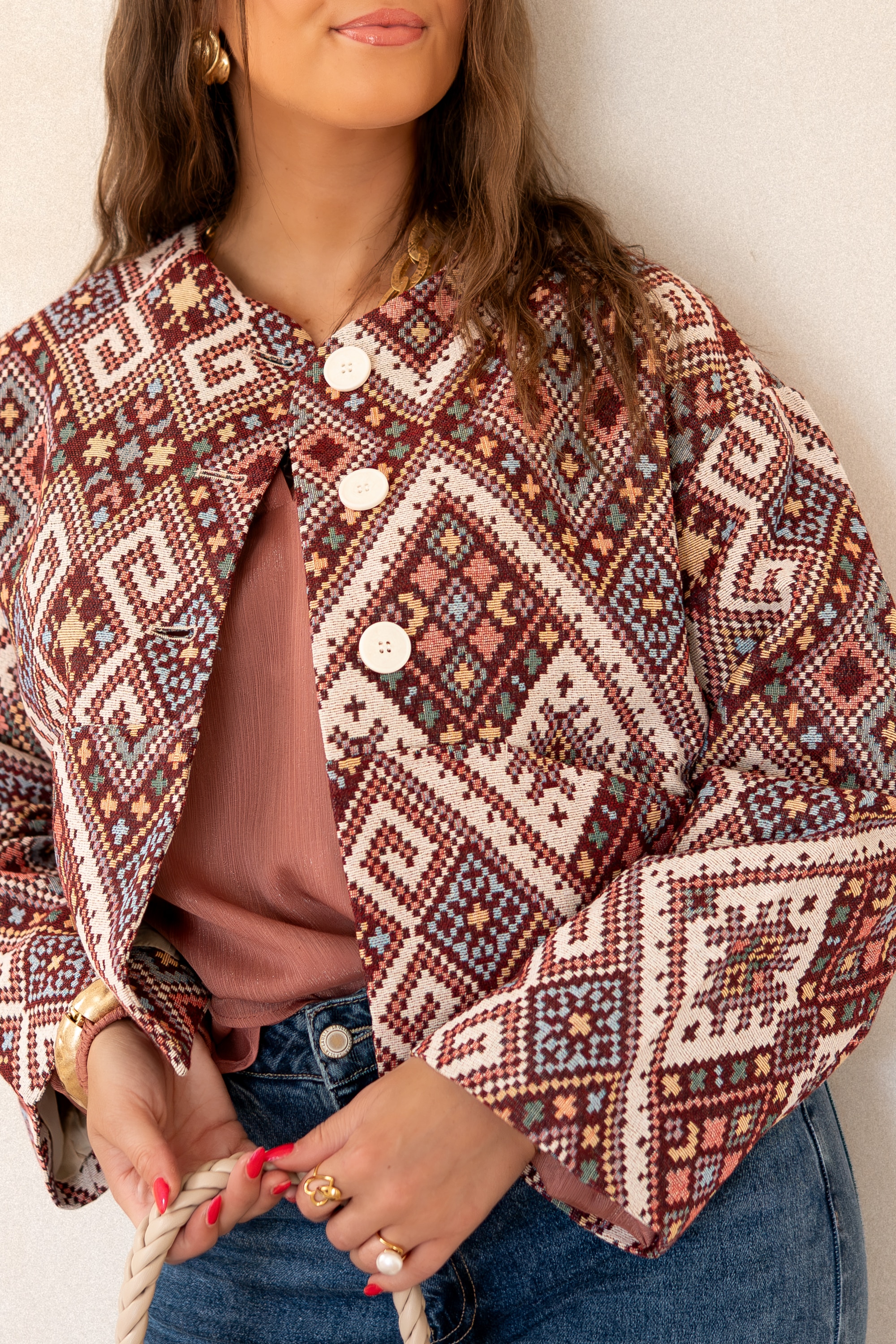 Lofty Manner Jacket Ilva Jacquard Multi Colour