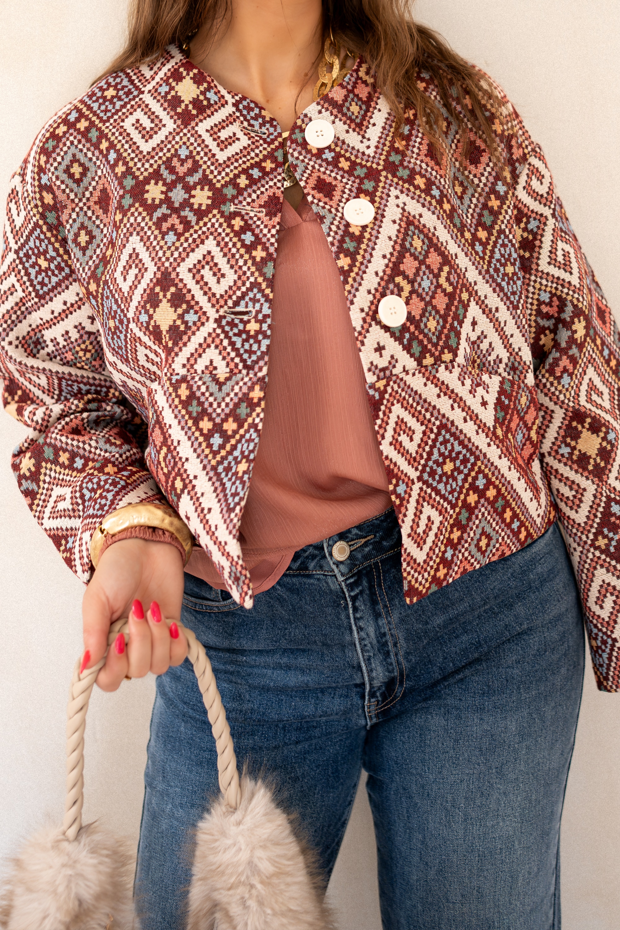 Lofty Manner Jacket Ilva Jacquard Multi Colour - Afbeelding 4