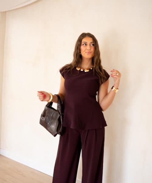 Gold Detail Peplum Top Bordeaux ~ - Afbeelding 5