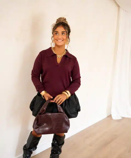 Lojs Polo Sweater Bordeaux . - Afbeelding 3