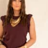 Juun Ruffle Top Bordeaux .