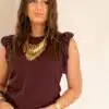Juun Ruffle Top Bordeaux .
