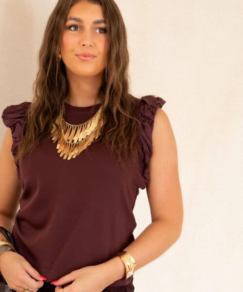 Juun Ruffle Top Bordeaux .