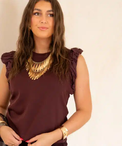 Juun Ruffle Top Bordeaux .