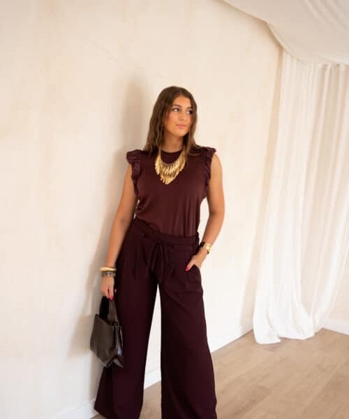 Juun Ruffle Top Bordeaux . - Afbeelding 3
