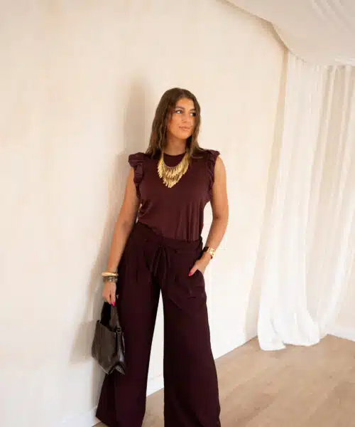 Juun Ruffle Top Bordeaux . - Afbeelding 3