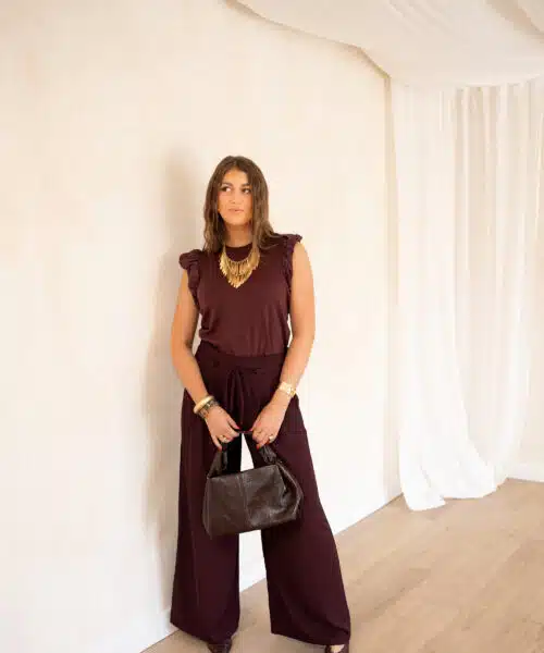 Juun Ruffle Top Bordeaux . - Afbeelding 8