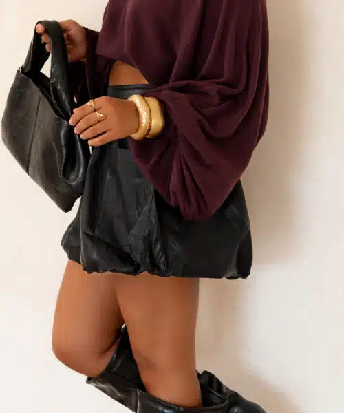 Leather Balloon Skort Black - - Afbeelding 4