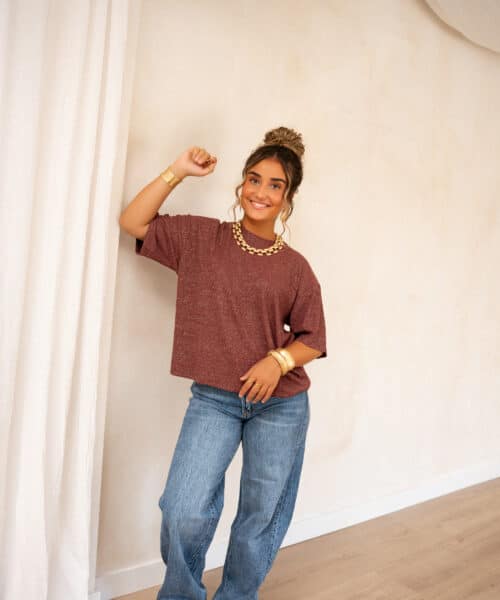 Aya Glitter Top Bordeaux | - Afbeelding 4