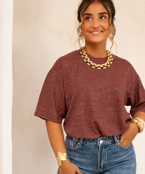 Aya Glitter Top Bordeaux |
