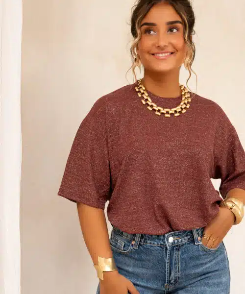 Aya Glitter Top Bordeaux |