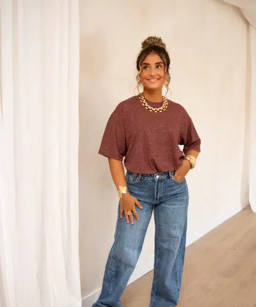 Aya Glitter Top Bordeaux | - Afbeelding 6