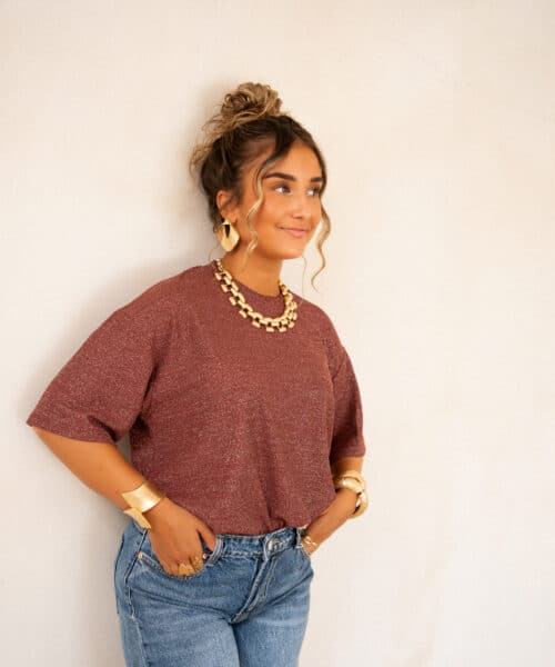 Alternative view of Aya Glitter Top Bordeaux |