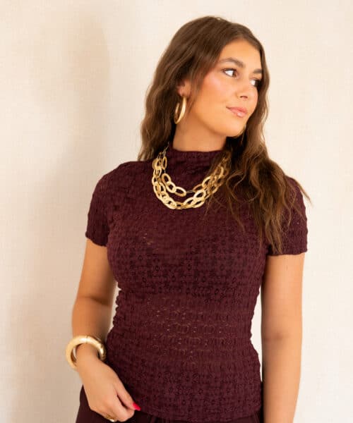 Alternative view of Loue Lace Top Bordeaux #
