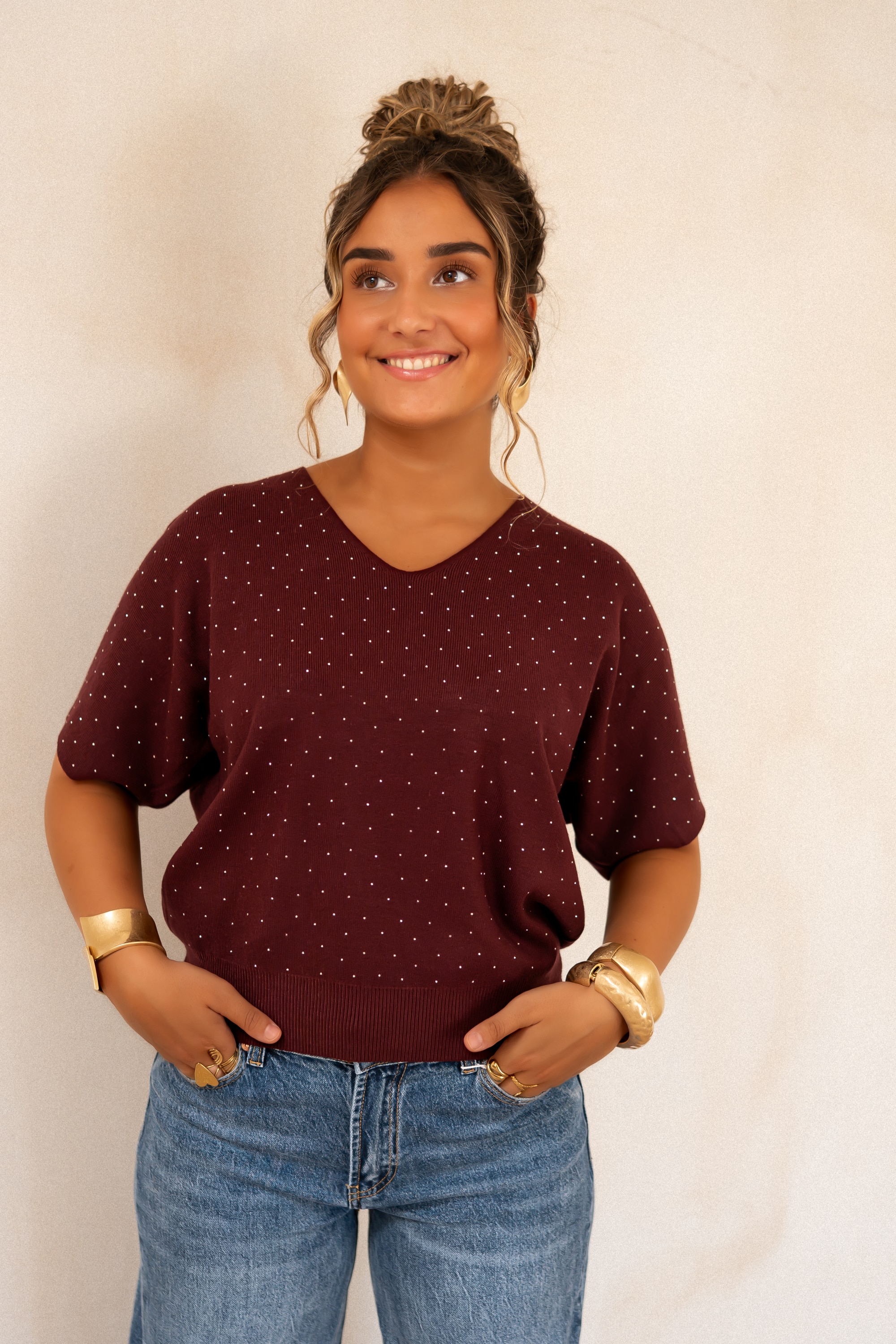Miky Shiny Top Bordeaux - Afbeelding 3