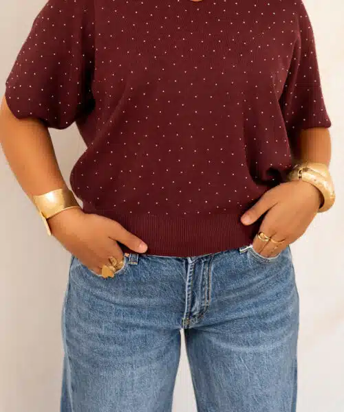 Miky Shiny Top Bordeaux