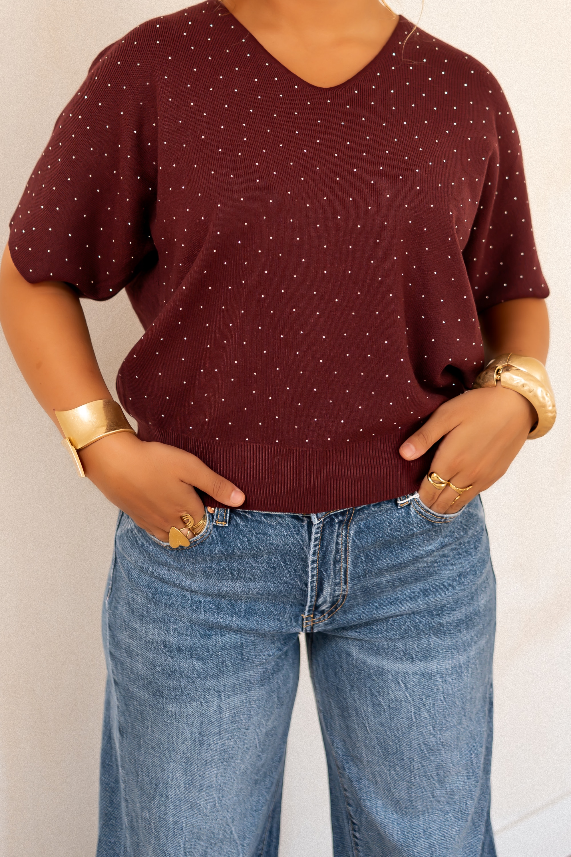 Miky Shiny Top Bordeaux