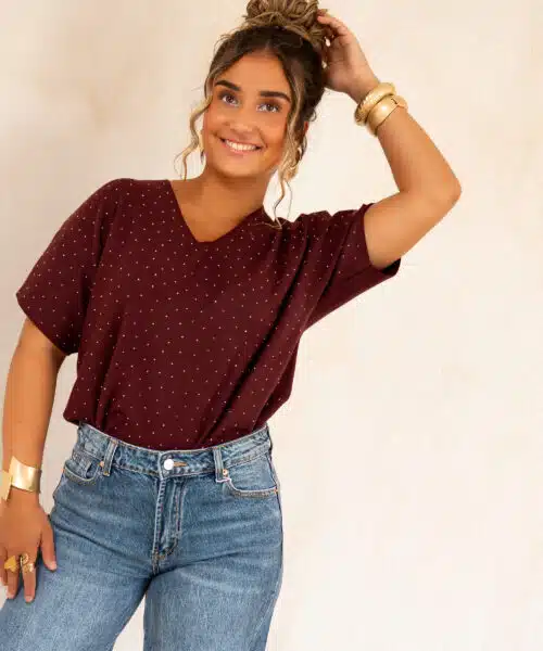 Miky Shiny Top Bordeaux - Afbeelding 2