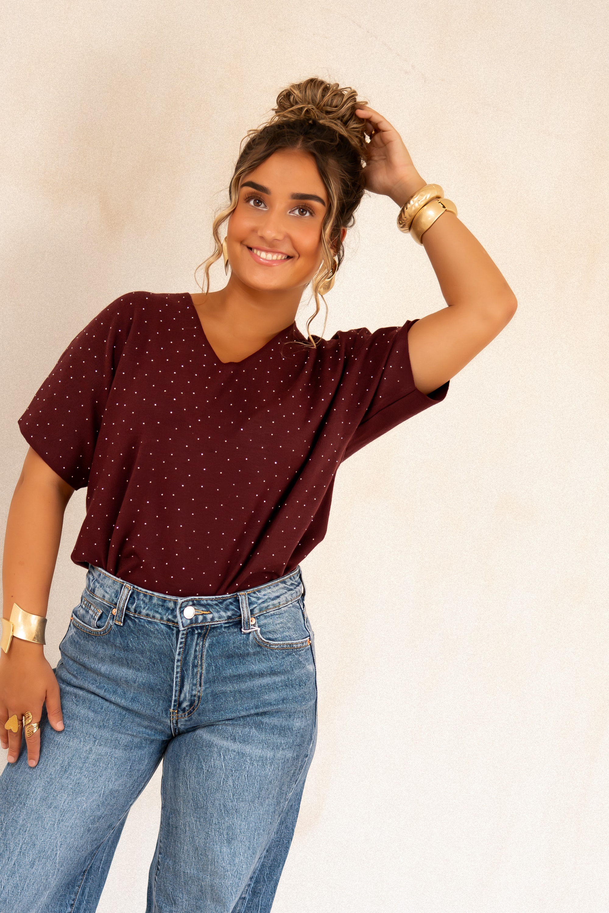 Miky Shiny Top Bordeaux - Afbeelding 2