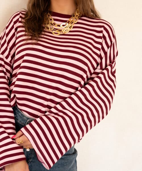 Maria Stripe Sweater Bordeaux Pink