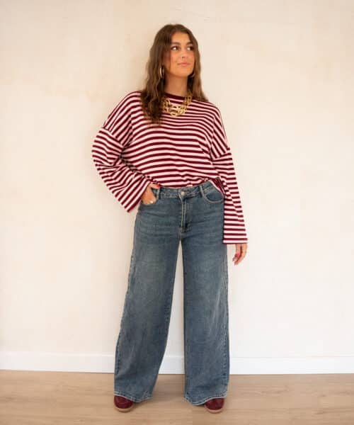 Maria Stripe Sweater Bordeaux Pink - Afbeelding 6
