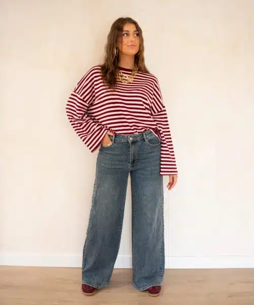 Maria Stripe Sweater Bordeaux Pink - Afbeelding 6