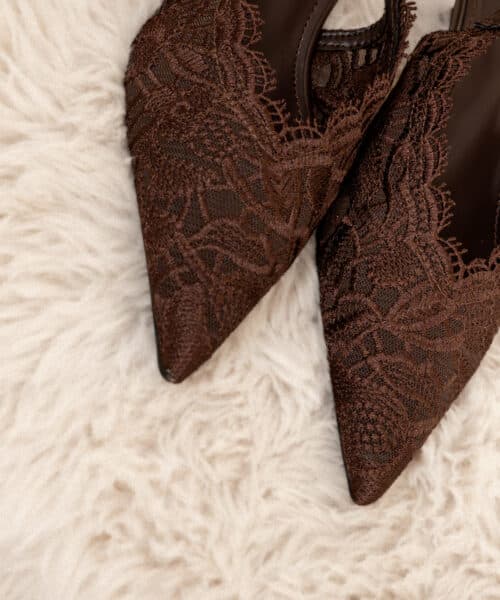 Alternative view of Lola Lace Pump Brown