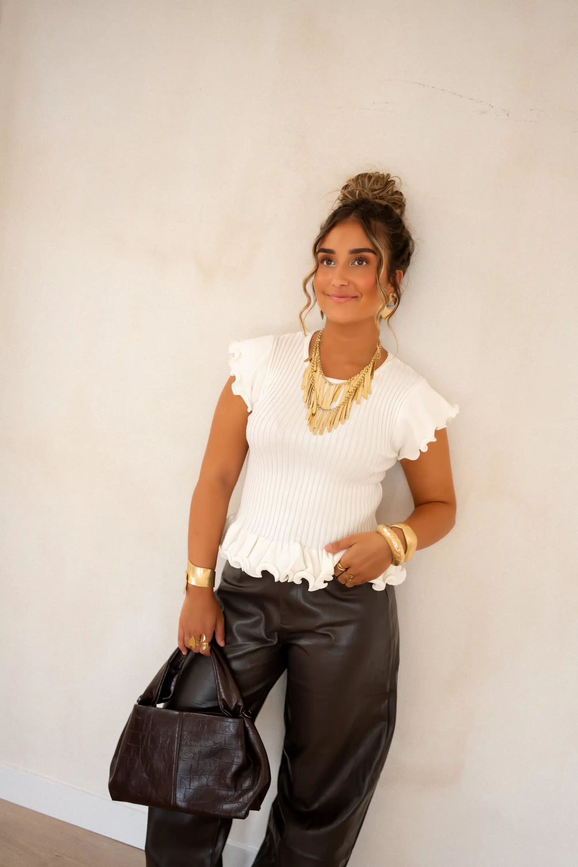 Nia Ruffle Top Creme| - Afbeelding 5