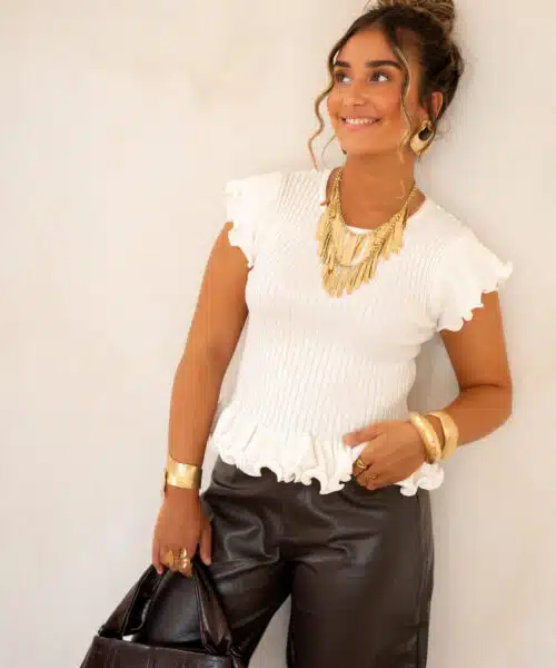 Nia Ruffle Top Creme| - Afbeelding 4