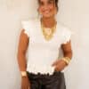 Nia Ruffle Top Creme|