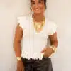 Nia Ruffle Top Creme|