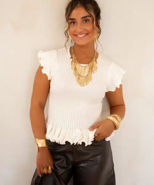 Nia Ruffle Top Creme|