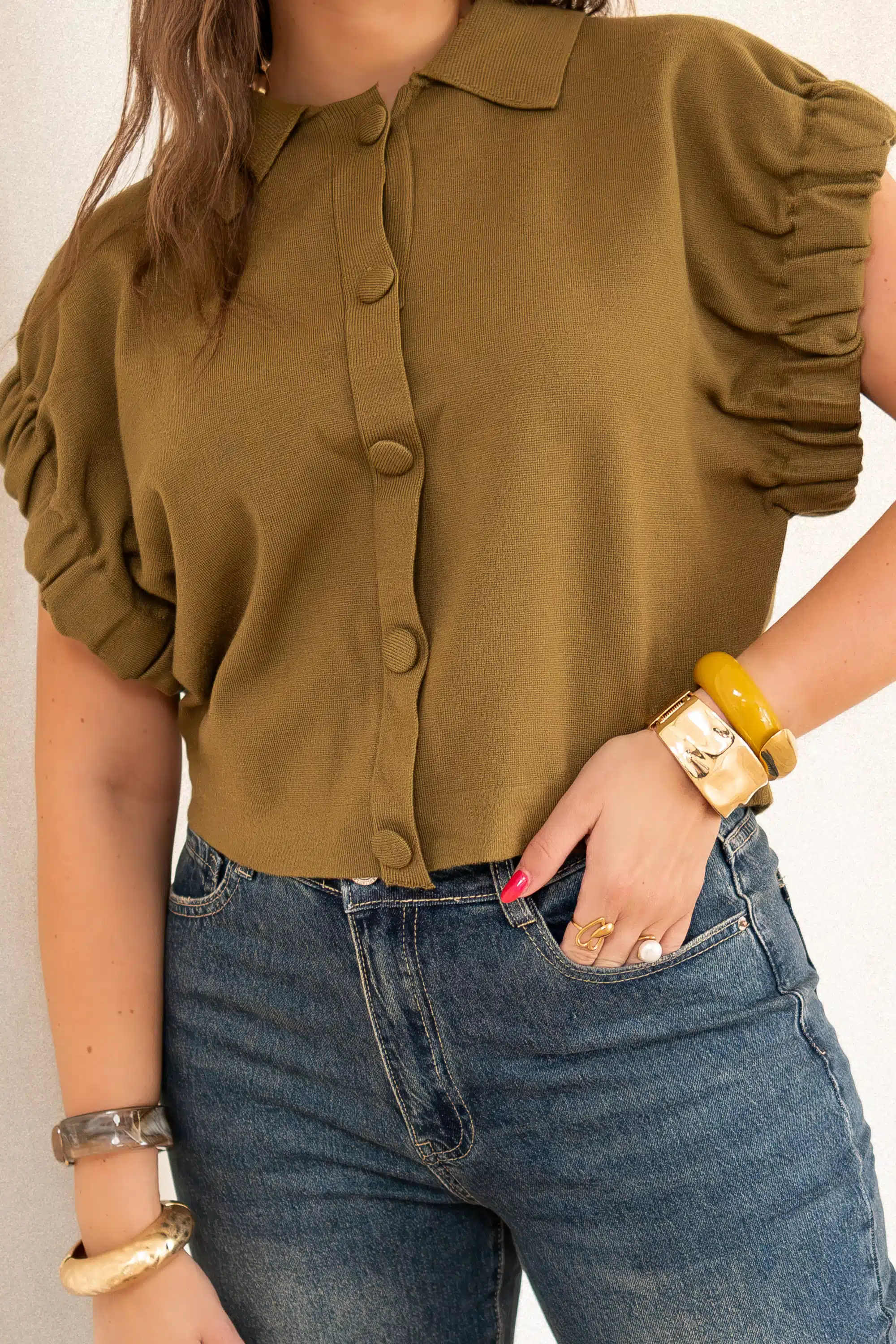 Gioya Gilet Top Olive ~ - Afbeelding 2