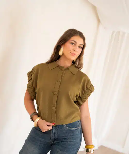 Gioya Gilet Top Olive ~ - Afbeelding 3