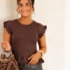 Nia Ruffle Top Brown |