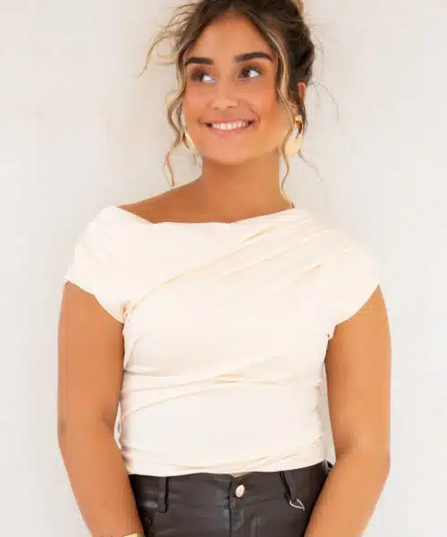 Derya Draped Top Creme - Afbeelding 3