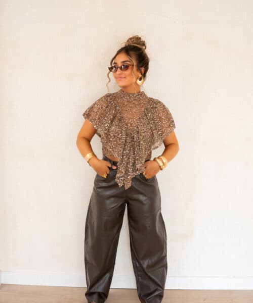 Veda Pailletten Top Brown* - Afbeelding 4
