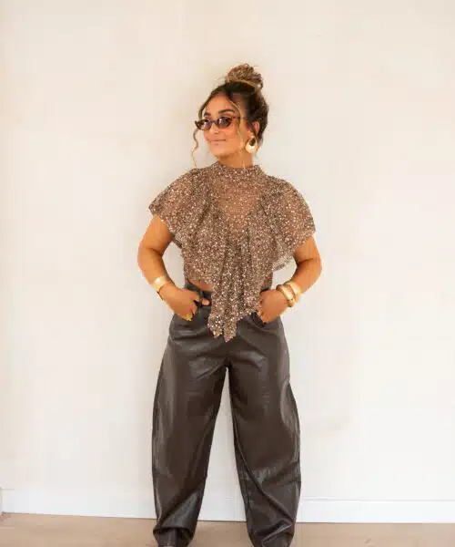 Veda Pailletten Top Brown* - Afbeelding 4