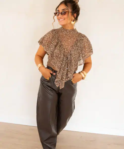 Veda Pailletten Top Brown* - Afbeelding 7