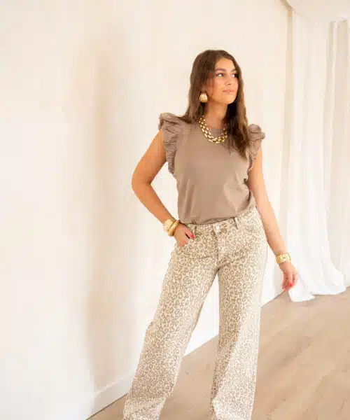 Alternative view of Juun Ruffle Top Taupe .