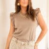Juun Ruffle Top Taupe .