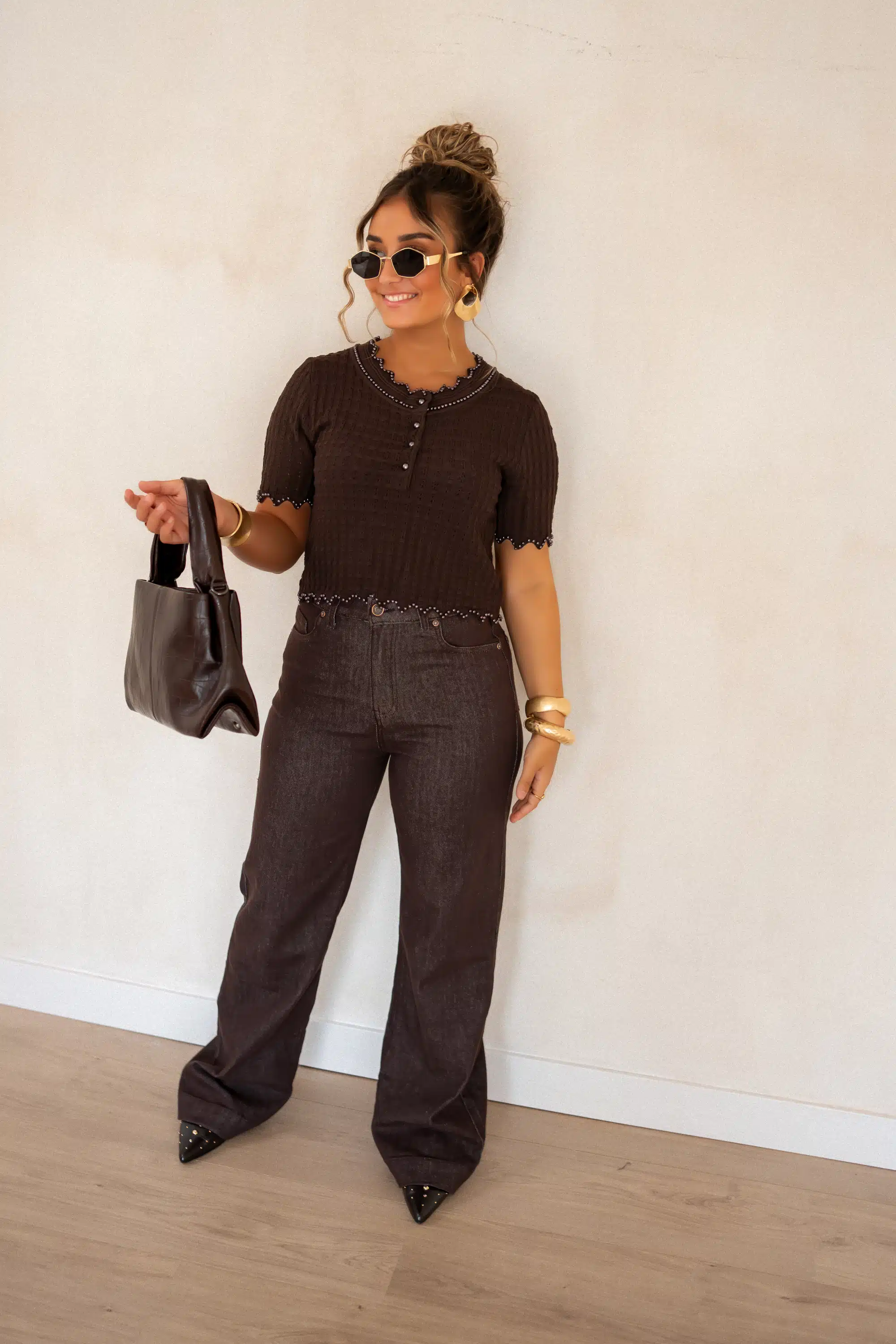 Amely Pearl Top Brown ^ - Afbeelding 3