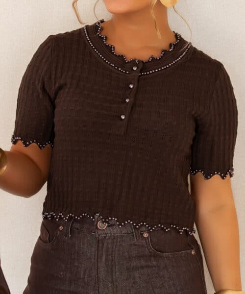 Amely Pearl Top Brown ^