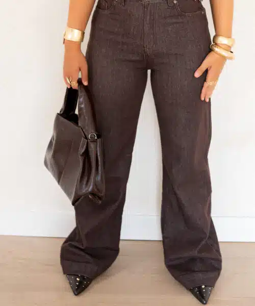 Sarah Wide Leg Jeans Brown 1301